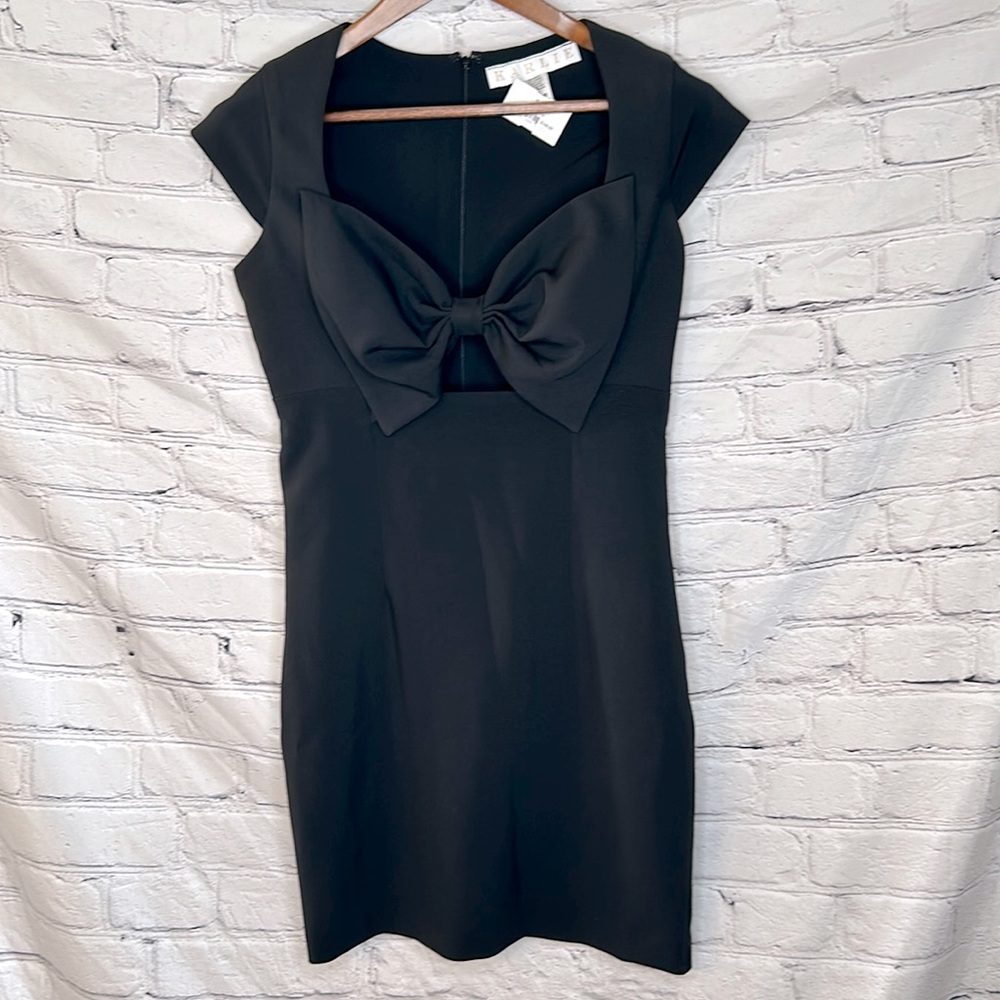 Karlie Black Bow Front Short Sleeve Dress Size Medium Brand New W/Tags